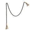 Paulownia Wood Bead Garland, Jute Tassels, Distressed Black, 72"L