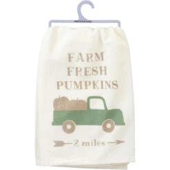 "Farm Fresh Pumpkins" Green Truck & Pumpkins Kitchen Towel