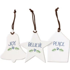 "Joy", "Believe" And "Peace" Christmas Ornament, 3 Style Options