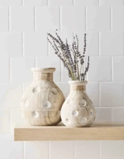 Paulownia Wood Dotted Vase, 2 Size Options, By Mud Pie