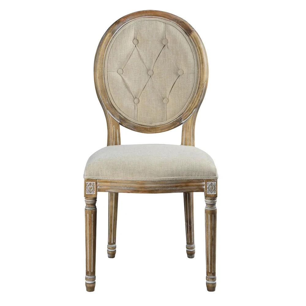 Meg Tufted Side Chair, French Linen (Pick Up Only)