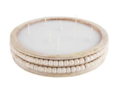 Wood Beaded Round Candle By Mud Pie