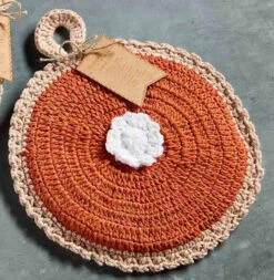 Crocheted Pumpkin Pie Pot Holder Trivet By Mud Pie