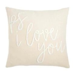 "P. S. I Love You" Dhurrie Boucle Throw Pillow By Mud Pie