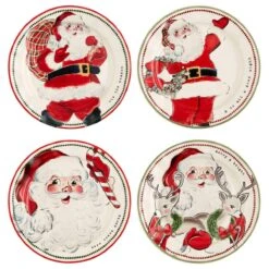 Vintage Look Santa Plate, 4 Style Options By Mud Pie (Pick Up Only)