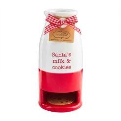 Milk & Cookies For Santa, Red & White Bottle By Mud Pie