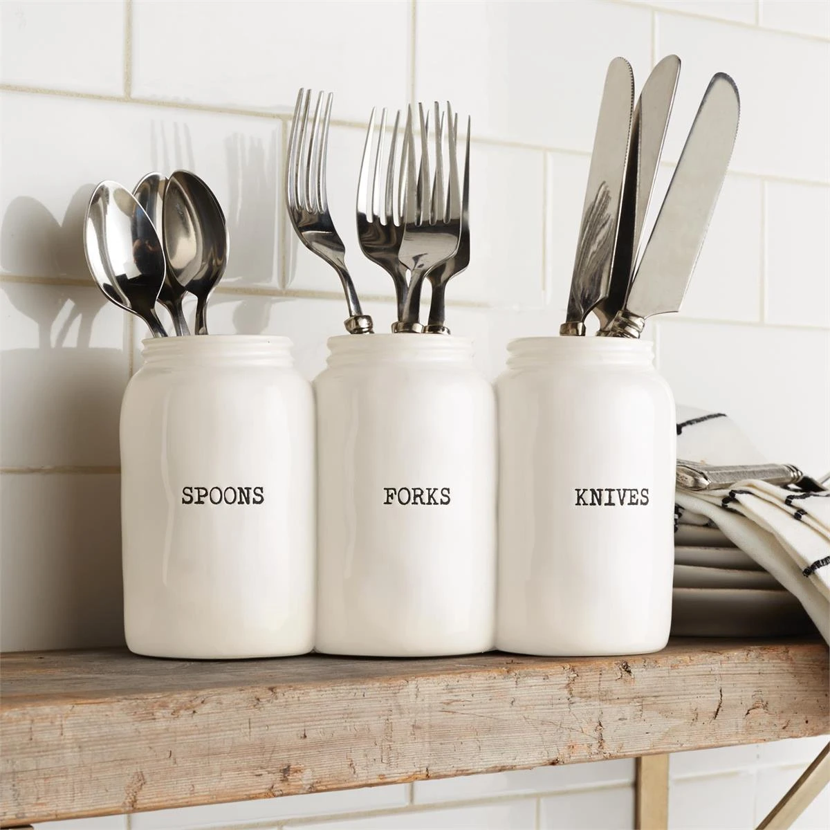 Triple Silverware Utensil Caddy By Mud Pie (Pick Up Only)