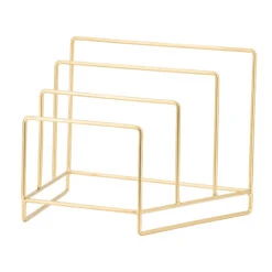 Metal Square Magazine Display Rack, Gold Finish