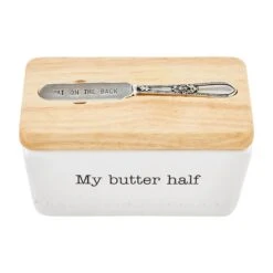 "My Butter Half" Covered Butter Dish By Mud Pie