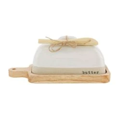 Farmstead Stoneware Covered Butter Dish Set By Mud Pie