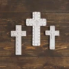 White Stoneware Cross Sitter, 3 Size Options, By Mud Pie