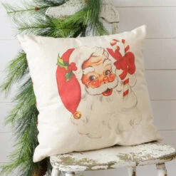 Retro Santa Two-Sided Reversible Pillow