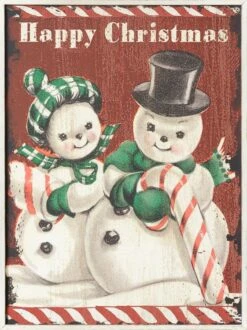 Mr & Mrs Snowman Wood Wall Hanging