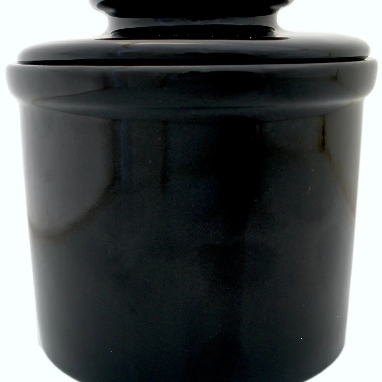 Hummingbird Butter Crock, Black By JBK Pottery - Image 2