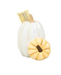 White Pumpkin Toothpick Holder By Mud Pie