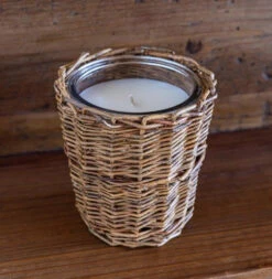 French Willow Wrapped Glass Candle, Olive & Oak Scent By Porch View Home