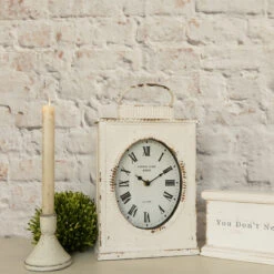 White Lantern Tabletop Clock