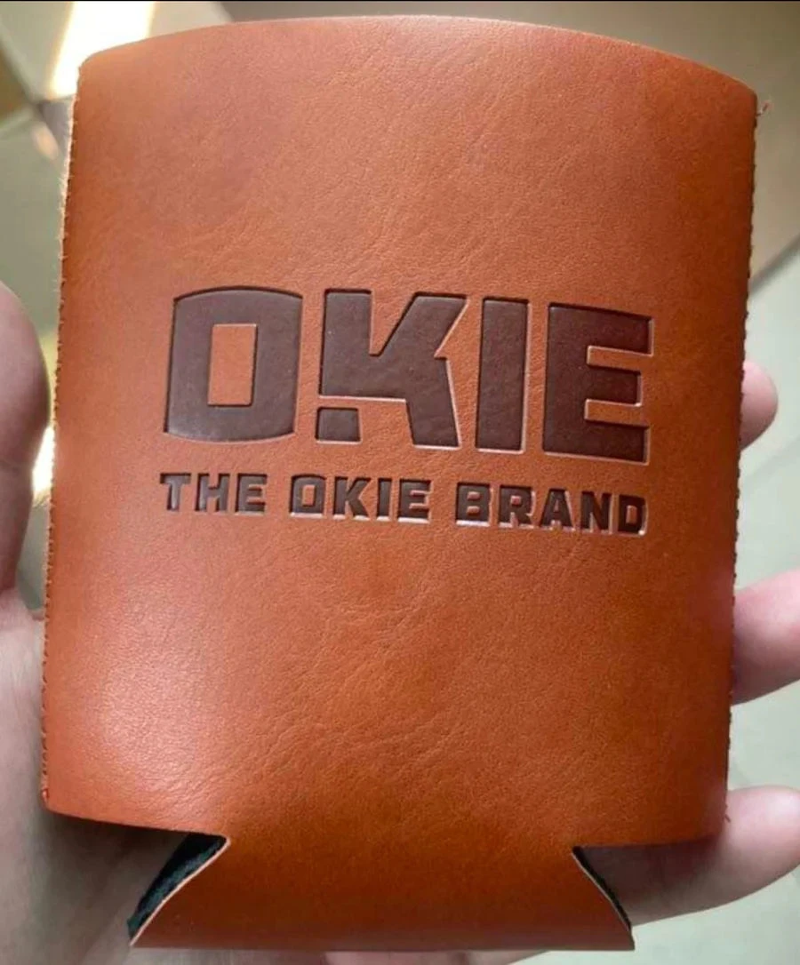 The Okie Brand Hat, Faux Leather Can Cooler Sleeve Holder - Image 2