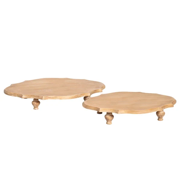 Oval Wooden Footed Serving Platform Tray, 2 Size Options By Porch View Home (Pick Up Only) - Image 2