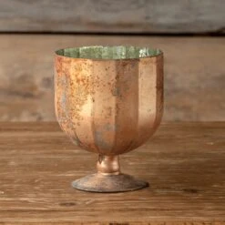Antique Copper Small Chalice Vase By Porch View Home