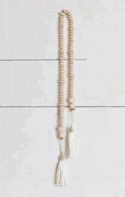 36" Natural Bead Wood Garland
