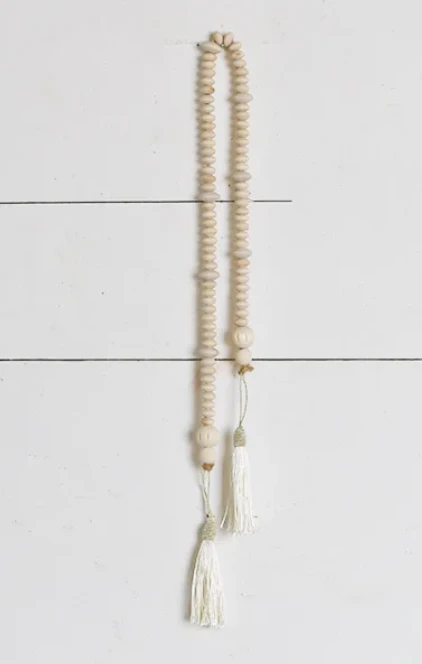 36" Natural Bead Wood Garland