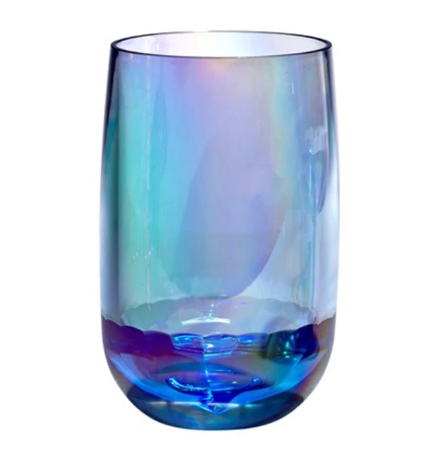 Iridescent Hi Ball Tumbler, Blue, 14 Ounce
