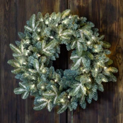 Frosted Blue Spruce Wreath With LED Lights By Park Hill Collection (Pick Up Only)