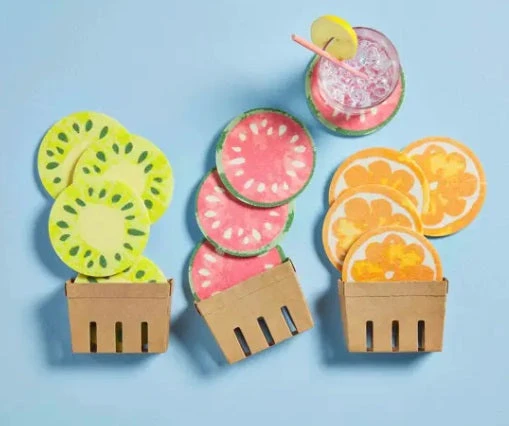 Fruit Themed Coaster Set, 3 Style Options By Mud Pie