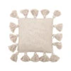 Cotton Slub Pillow With Tassels, Cream