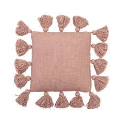 Cotton Slub Pillow With Tassels, Rose