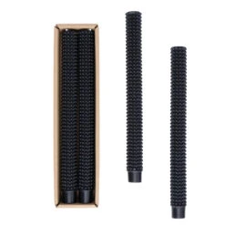 Hobnail Taper Candles, Black, Boxed Set Of 2