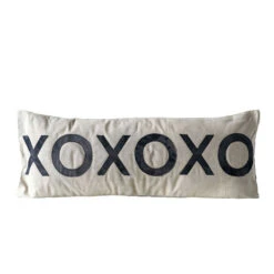 "XOXOXO" Cotton Canvas Pillow With Applique