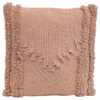 Embroidered Pillow With Applique & Fringe, Putty Color
