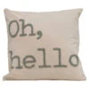 "Oh, Hello" Pillow With Embroidery, Grey