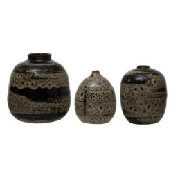 Terra-cotta Vase, Brown With Reactive Glaze, 3 Size Options