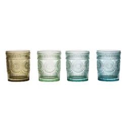 Embossed Drinking Glass, 4 Color Options (Pick Up Only)