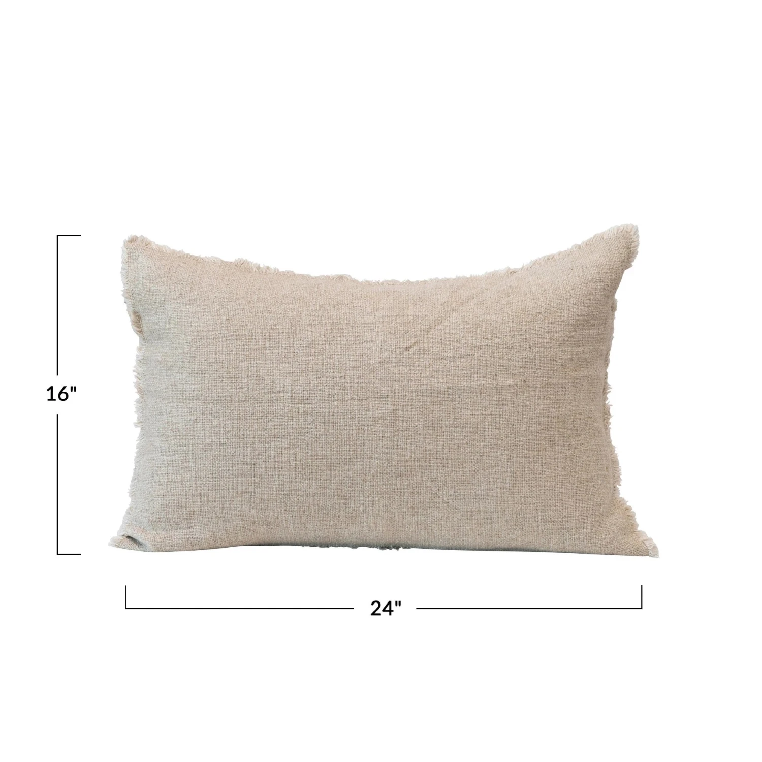 Lumbar Pillow With Frayed Edges, Natural - Image 3
