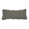 Cotton Lumbar Pillow With Eyelash Fringe, Olive