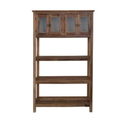 Reclaimed Wood Cabinet With 4 Glass Doors & 3 Shelves (Pick Up Only)