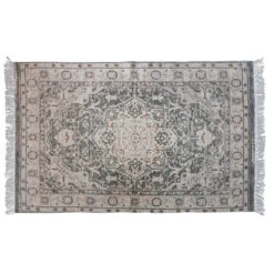 Cotton Printed Dhurrie Rug With Fringe, Multi Color (Pick Up Only)