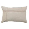 Cotton Lumbar Pillow With Rope Embroidery & Chambray Back, Natural