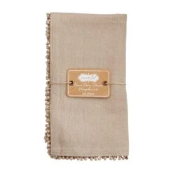 Pom Napkin Set, Khaki By Mud Pie