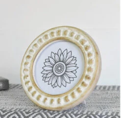 Round Beaded Wood Photo Frame