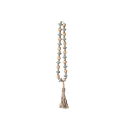 Abaca Wood Bead Strand W/ Tassel 23”L
