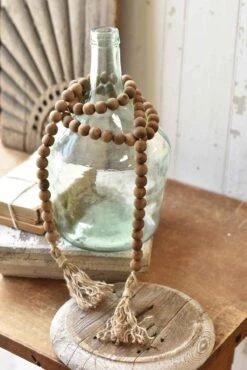 Natural Bead Garland With Tied Tassel, 60"