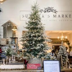 8' Flocked Pre-Lit Faux Pine Christmas Tree (Pick Up Only)