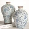 Vintage Look Blue Floral Vase, 2 Style Options