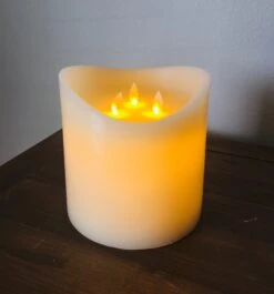 3 Wick LED Non-Drip Moving Flame Candle, 6" T