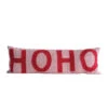 “Ho Ho” Appliquéd Cotton Woven Pillow, Red & Cream